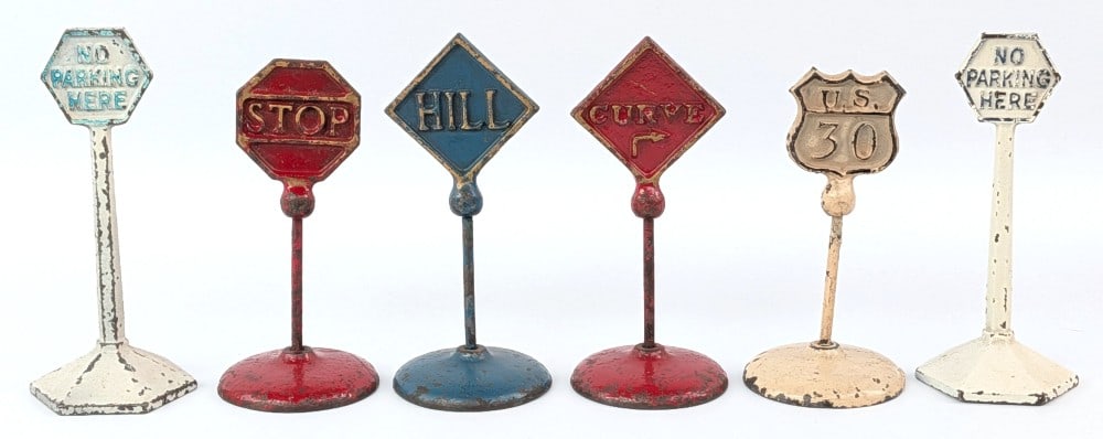 (6) Arcade Cast Iron Street / Road Signs (1 of 5)