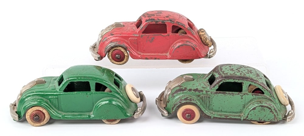 (3) Hubley Cast Iron Chrysler Airflow Cars (1 of 10)