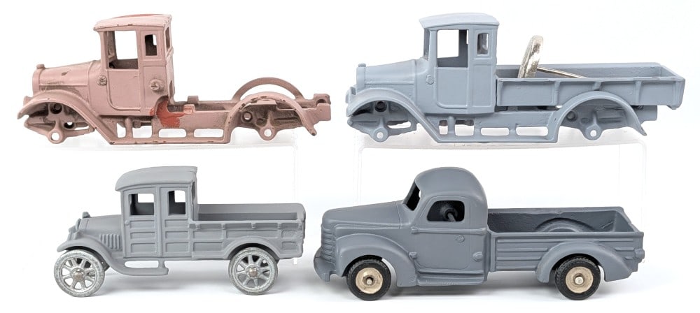 Cast Iron Truck Projects: Arcade cast iron truck projects. All sell in as is condition needing work. For parts or restoration. Largest measures approximately 10" long.