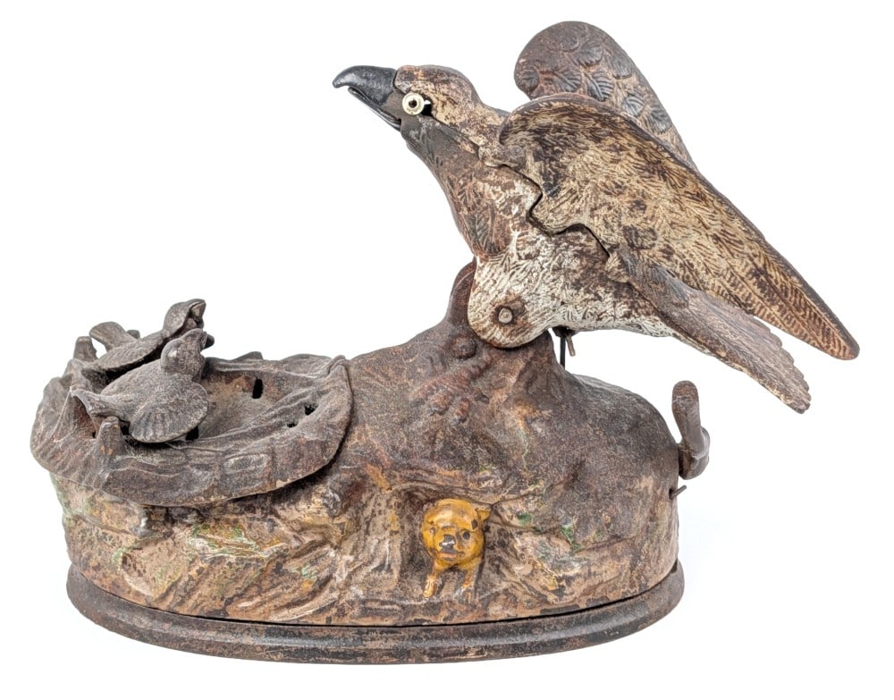 J & E Stevens Eagle & Eaglets Mechanical Bank (1 of 11)