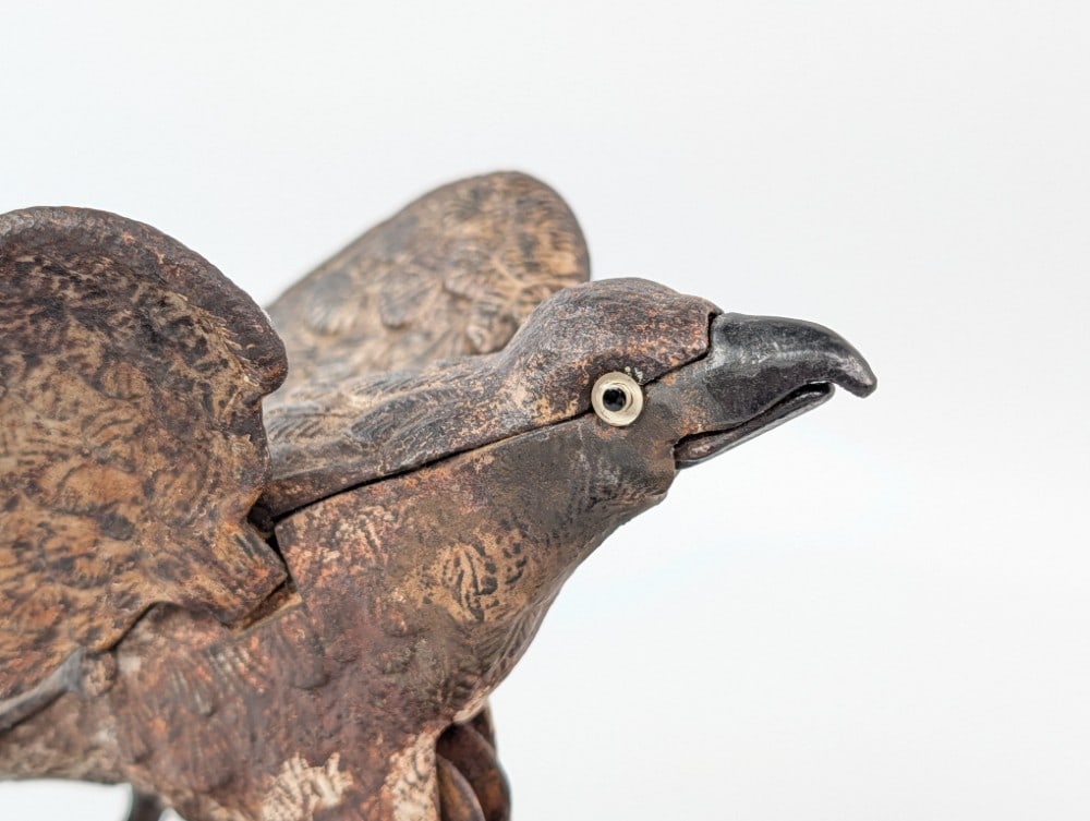 J & E Stevens Eagle & Eaglets Mechanical Bank - 5