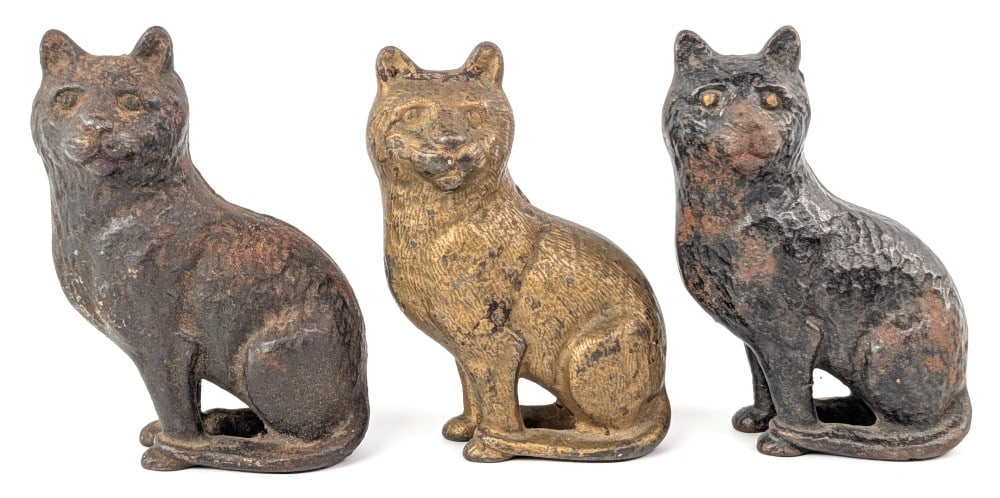 (3) Arcade Cast Iron Cat Still Bank (1 of 9)