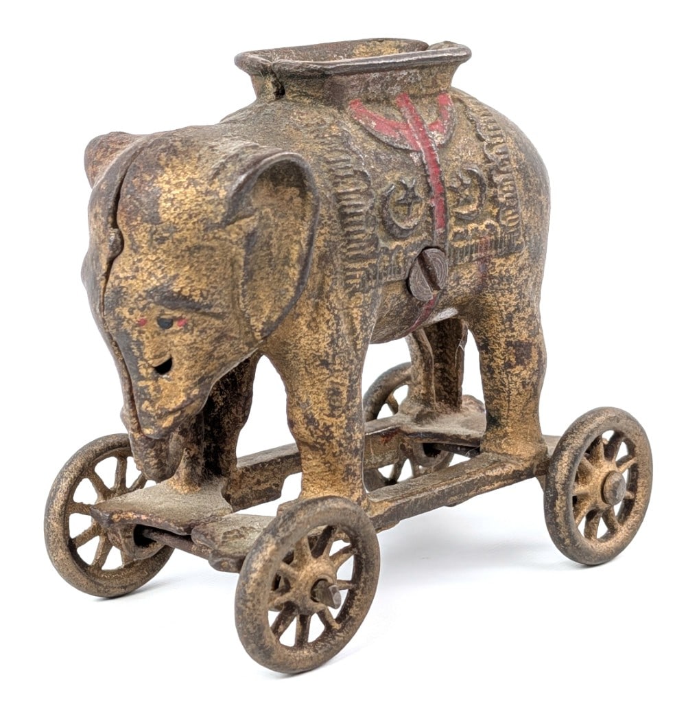 Cast Iron Elephant on Wheels Bank (1 of 6)