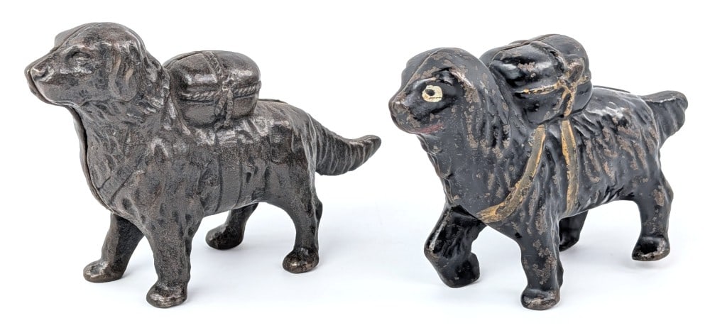 (2) Cast Iron St. Bernard Still Banks (1 of 6)