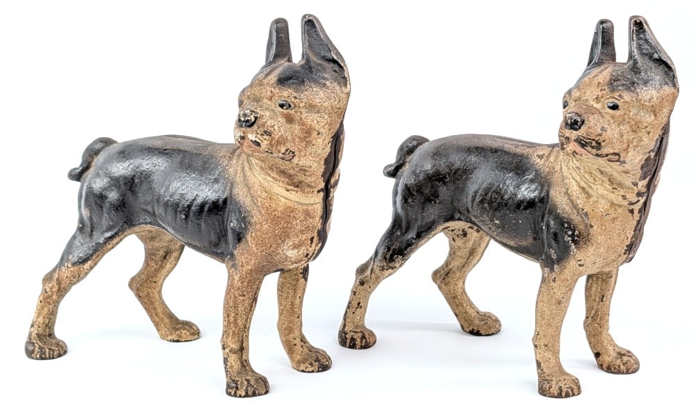 (2) Cast Iron Boston Terrier Doorstops (1 of 8)