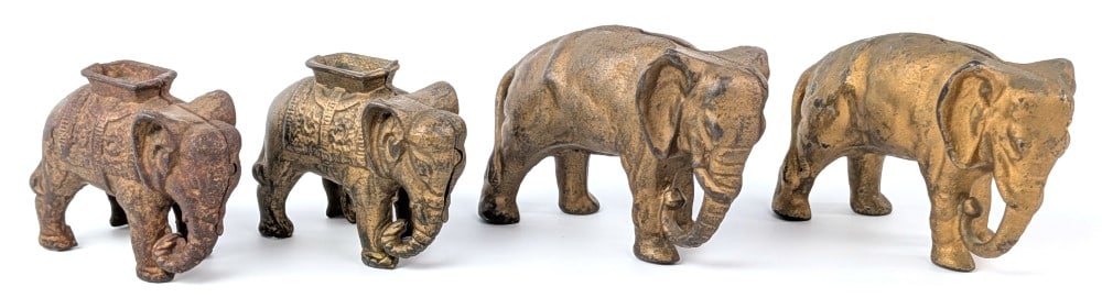 (4) Cast Iron Elephant Still Banks (1 of 7)