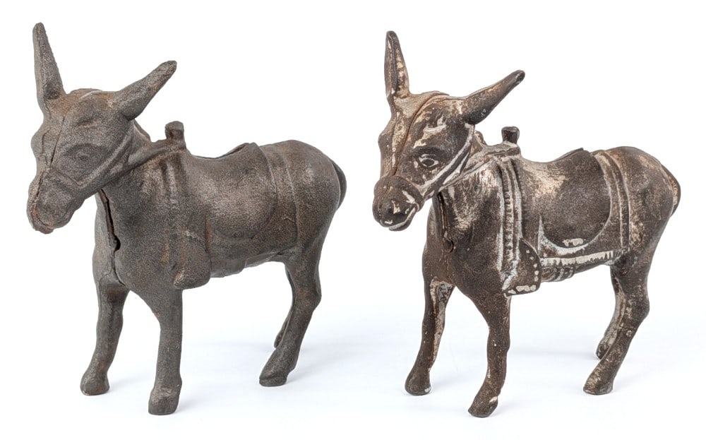 (2) Cast Iron Donkey Still Banks (1 of 6)