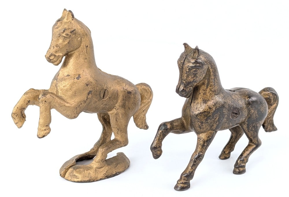 (2) Cast Iron Horse Still Banks (1 of 6)