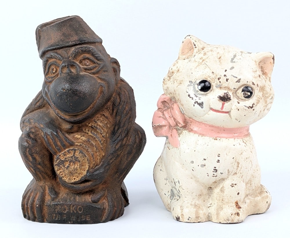 Cast Iron Kitten and Monkey Still Banks (1 of 6)