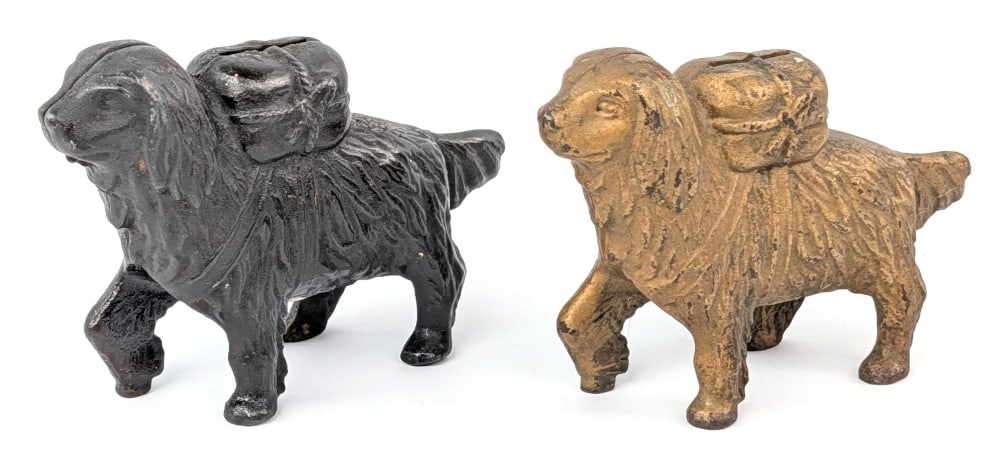 (2) Cast Iron St. Bernard Still Banks (1 of 6)