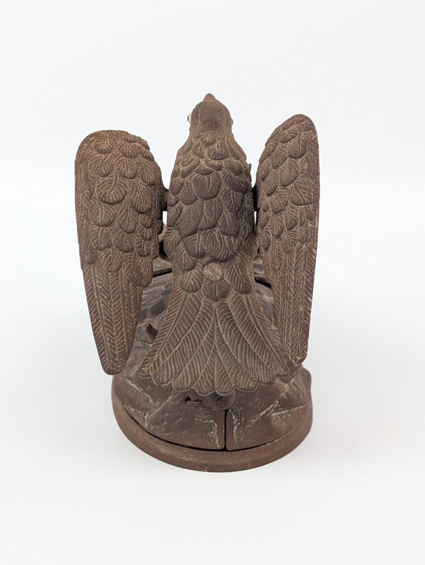 J & E Stevens Eagle & Eaglets Mechanical Bank - 5
