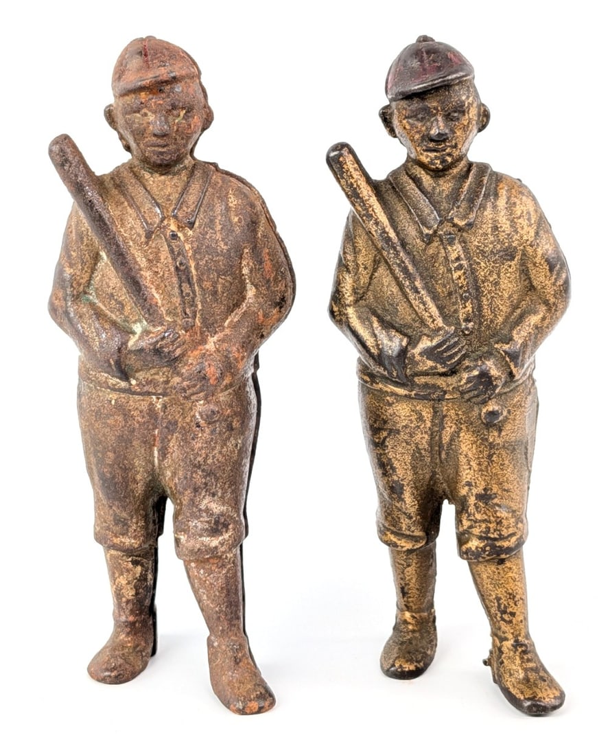 (2) AC Williams Cast Iron Baseball Player Still Banks (1 of 7)