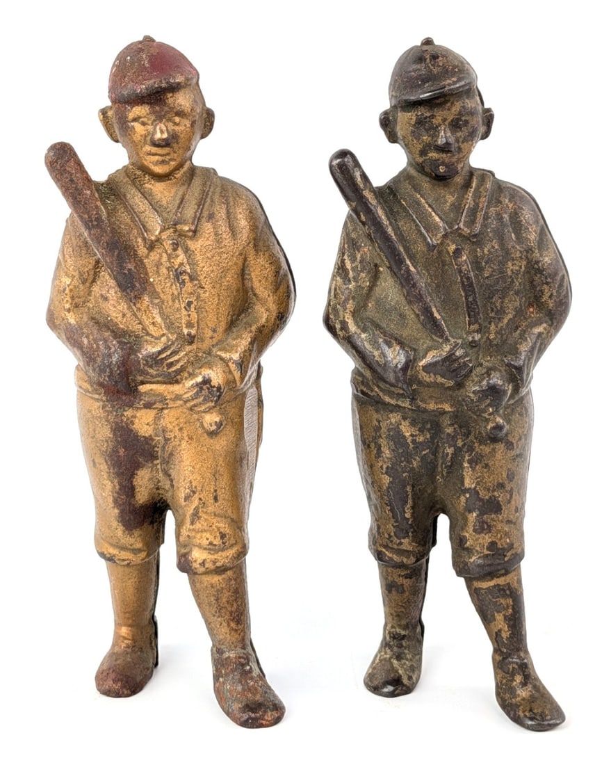(2) AC Williams Cast Iron Baseball Player Still Banks (1 of 7)