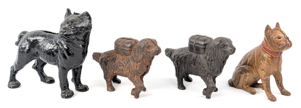 (4) Cast Iron Dog Banks (1 of 6)