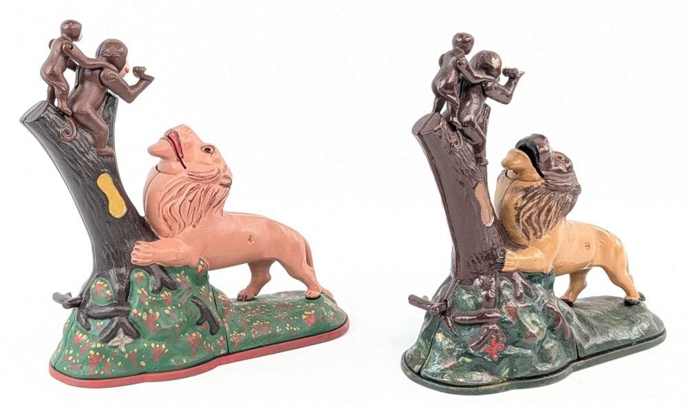 (2) Cast Iron Lion and Monkey Mechanical Bank (1 of 5)