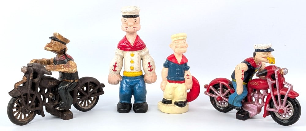 Cast Iron Popeye Banks and Popeye On Motorcycle (1 of 13)