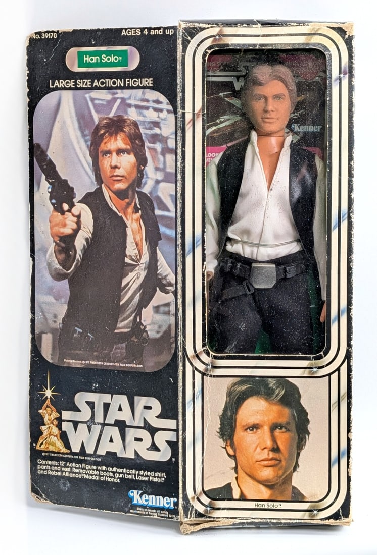 Kenner Star Wars Han Solo Figure No. 39170: Vintage Kenner Star Wars Han Solo figure No. 39170 in the original package. The package shows wear and tear from handling and age. The figure has been played with and is dusty / dirty from storage. Me