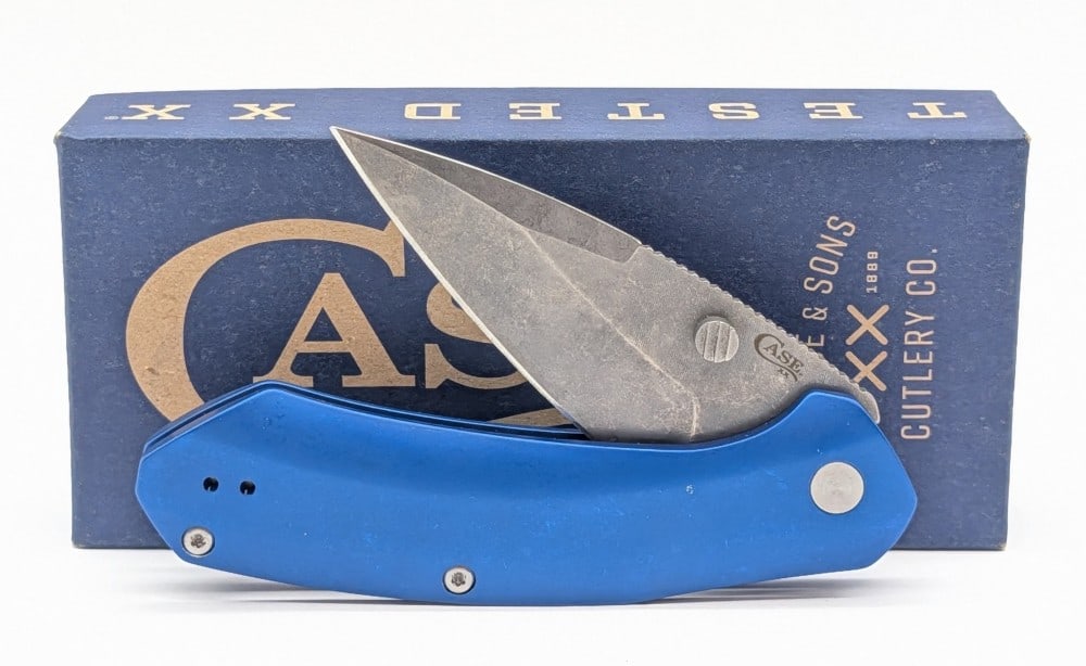 NIB 2023 Case XX Blue Anodized Aluminum Westline Spring Assist Folding Knife: Knife is in like new condition. Overall measures 4-5/8in when closed.