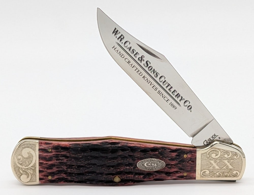 Ltd 2008 Case XX Collector's Club Scroll Bolster Crimson Copperhead Coke Bottle C61050: Knives are in like new condition. Overall measures 5-1/2in when closed.