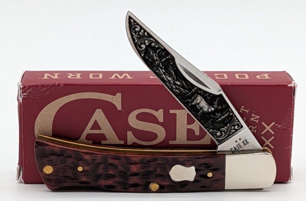 2026 Case XX Etched Mahogany Bone Axe Handle BR61135 w/ Box: Knife is in like new condition. Overall measures 3-7/8in when closed.