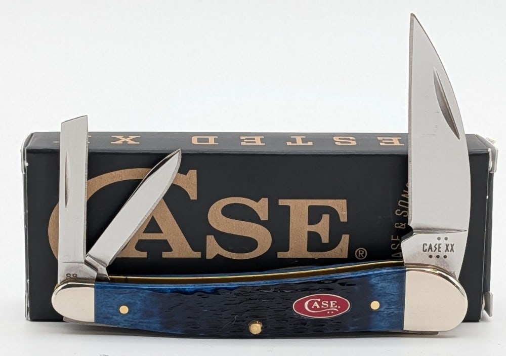 2025 Case XX Navy Blue Bone Seahorse Whittler 6355 w/ Box: Knife is in like new condition. Overall measures 3-7/8in when closed.