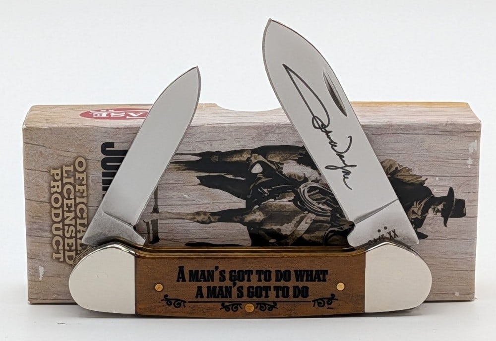 2025 Case XX John Wayne Antique Bone Canoe Knife 62131 w/ Box: Knife is in like new condition. Overall measures 3-5/8in when closed.