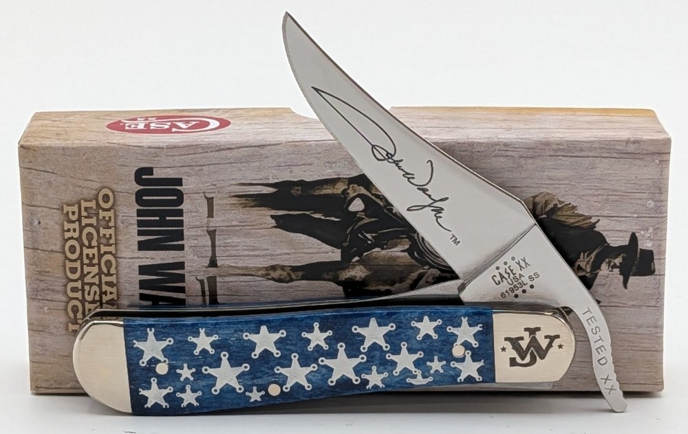 2024 Case XX John Wayne Sheriff Star Navy Blue Bone Russlock 61953 w/ Box: Knife is in like new condition. Overall measures 4in when closed.