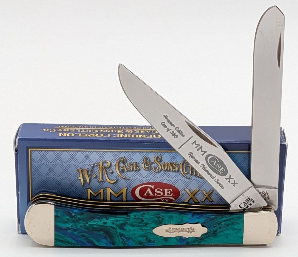Ltd 2020 Case XX Roman Numeral Aquarius Corelon Trapper 9254 w/ Box: Knife is 1 of 250, and is in like new condition. Overall measures 4-1/8in when closed.