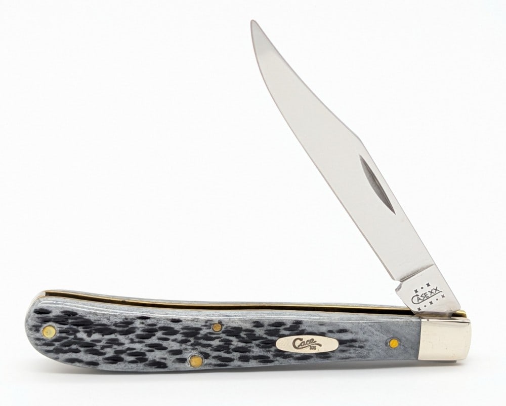 Ltd 2002 Case XX Black Bone Slimline Trapper 61048: Knife is numbered 048, and is in very nice condition with minimal scuffs from handling. Overall measures 4-1/8in when closed.