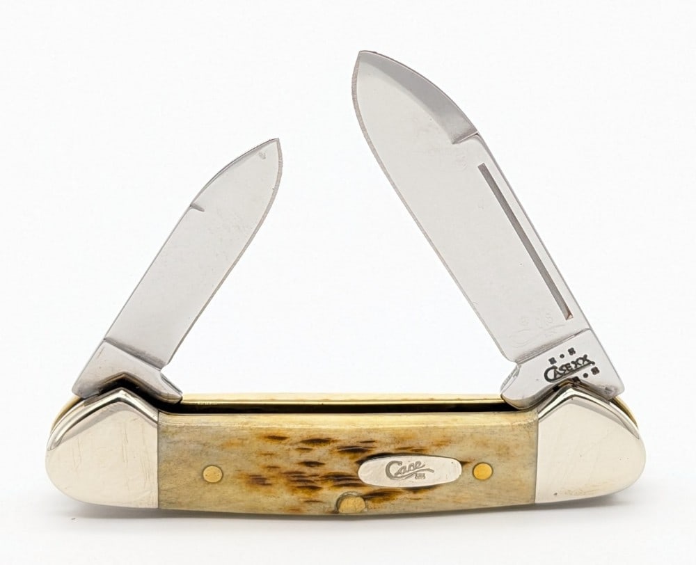 Ltd 2007 Case XX Amber Bone Baby Butterbean 62132: Knife is numbered 018, and is in very nice condition with minimal scuffs from handling. Overall measures 2-3/4in when closed.