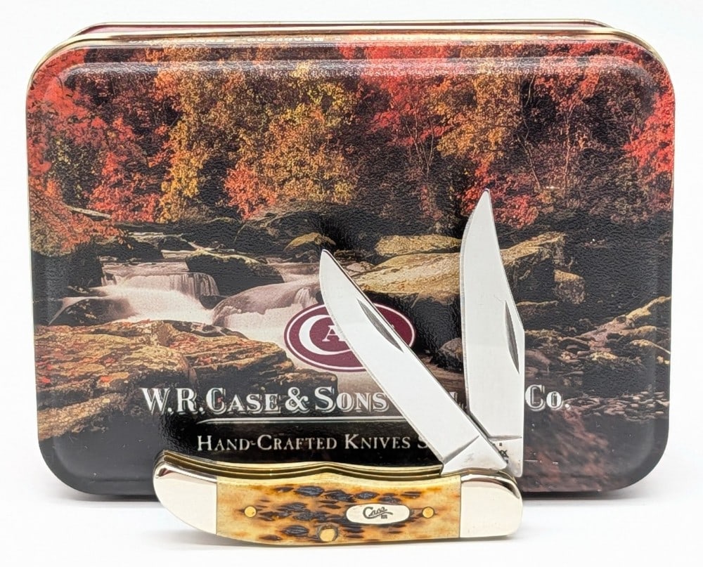 2003 Case XX Amber Bone Pocket Hunter 62165 w/ Tin: Knife is in like new condition. Overall measures 2-3/4in when closed.