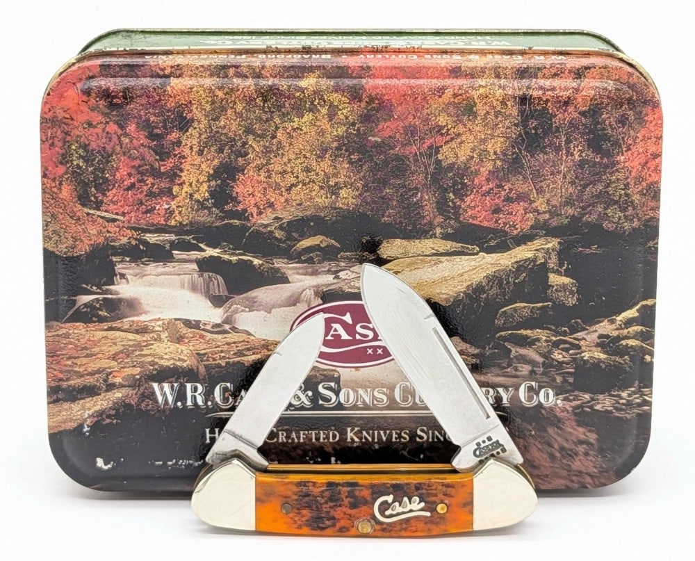 2002 Case XX Silver Script Autumn Bone Baby Butterbean 62132 w/ Tin: Knife is in like new condition. Overall measures 2-3/4in when closed.
