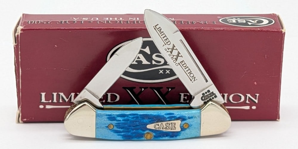 Ltd 2002 Case XX Caribbean Blue Bone Baby Butterbean 62132 w/ Box: Knife is 1 of 2500, and is in like new condition. Overall measures 2-3/4in when closed.