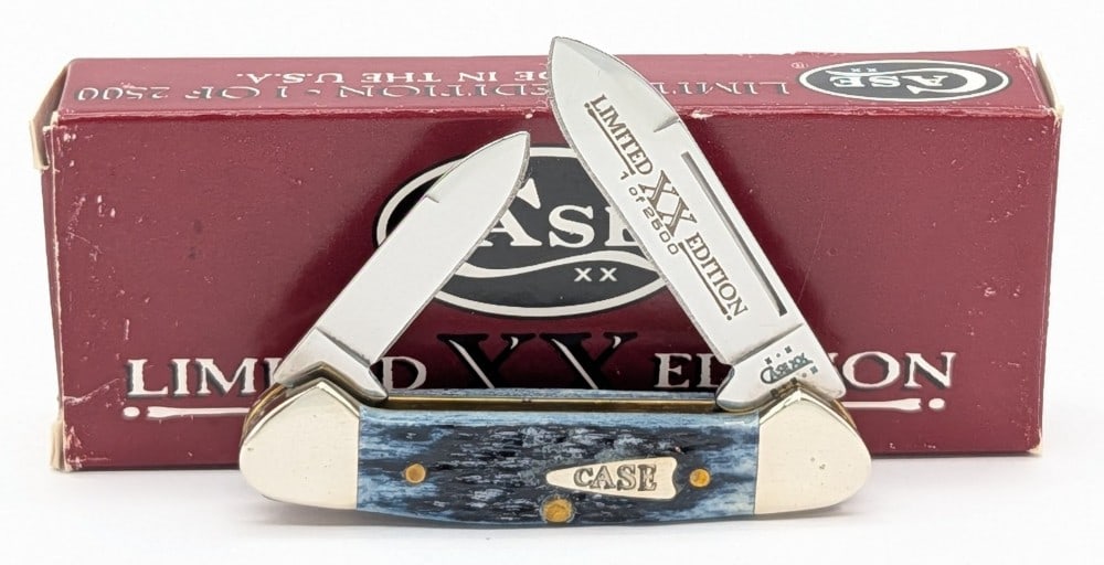 Ltd 2002 Case XX Mediterranean Blue Bone Baby Butterbean 62132 w/ Box: Knife is 1 of 2500, and is in like new condition. Overall measures 2-3/4in when closed.