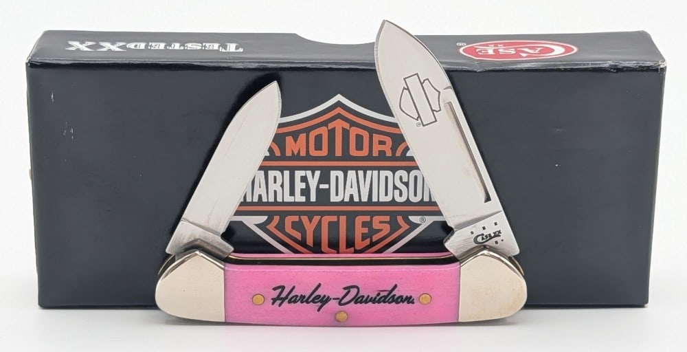 2014 Case XX Harley-Davidson Smooth Pink Bone Baby Butterbean 62132 w/ Box: Knife is in like new condition. Overall measures 2-3/4in when closed.