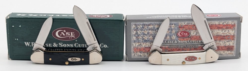 2007 & 13 Case XX White & New Black Baby Butterbeans 62132 w/ Boxes: Knives are in like new condition. Overall measures 2-3/4in when closed.
