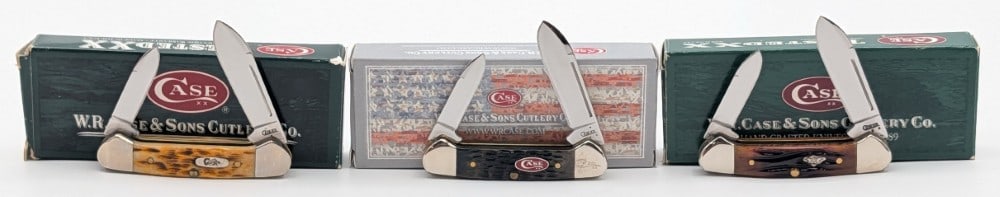01, 09, & 17 Case XX Dark Amber, Goldenrod, & Black Bone Baby Butterbeans 62132 w/ Boxes: Knives are in like new condition. Overall measures 2-3/4in when closed.