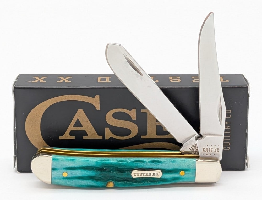 2022 Case XX Kinfolks Jig Jade Bone Mini Trapper 6207 w/ Box: Knife is in like new condition. Overall measures 3-1/2in when closed.
