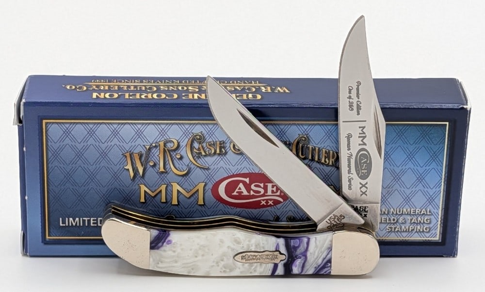 Ltd 2020 Case XX Roman Numeral Purple Passion Corelon Pocket Hunter 92165 w/ Box: Knife is 1 of 250, and is in like new condition. Overall measures 2-3/4in when closed.