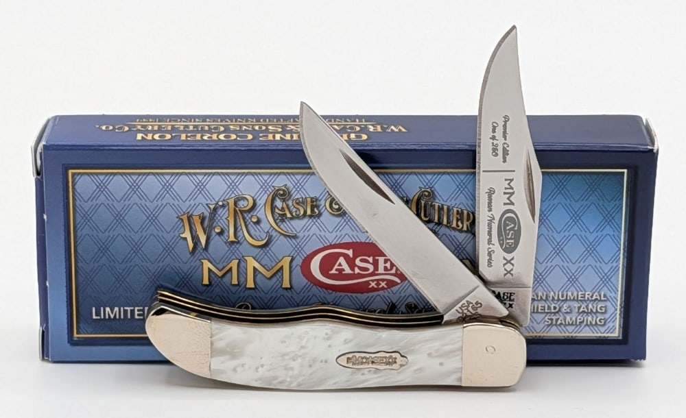 Ltd 2020 Case XX Roman Numeral White Pearl Corelon Pocket Hunter 92165 w/ Box: Knife is 1 of 250, and is in like new condition. Overall measures 2-3/4in when closed.