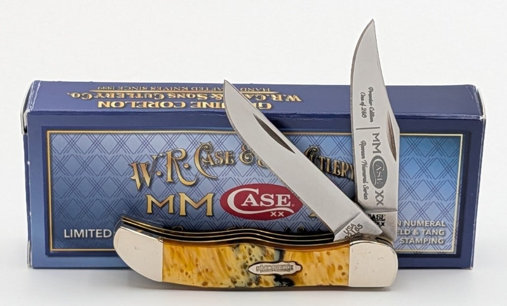 Ltd 2020 Case XX Roman Numeral 24-Karat Corelon Pocket Hunter 92165 w/ Box: Knife is 1 of 250, and is in like new condition. Overall measures 2-3/4in when closed.