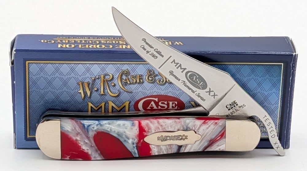 Ltd 2020 Case XX Roman Numeral Star Spangled Banner Corelon Russlock w/ Box: Knife is 1 of 250, and is in like new condition. Overall measures 4in when closed.
