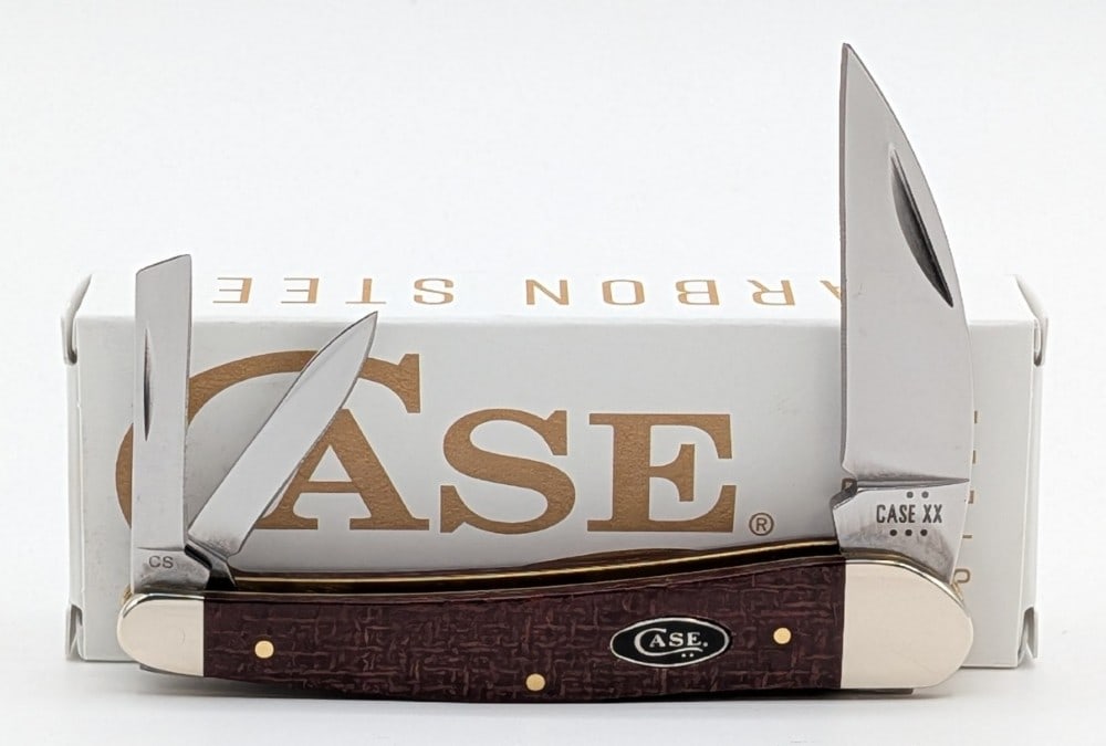 2025 Case XX Dark Red Burlap Micarta Seahorse Whittler 10355 w/ Box: Knife is in like new condition. Overall measures 3-7/8in when closed.