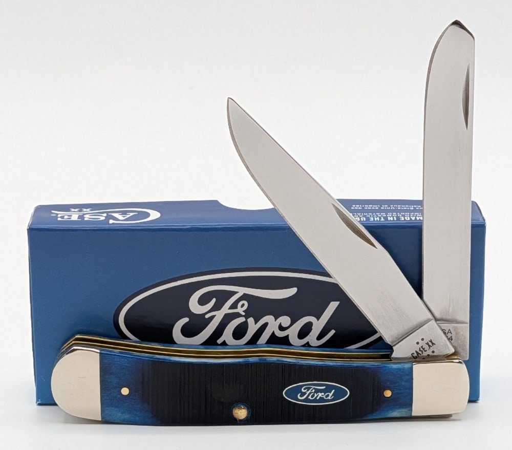 2025 Case XX Ford Sawcut Blue Bone Trapper 6254 w/ Box: Knife is in like new condition. Overall measures 4-1/8in when closed.