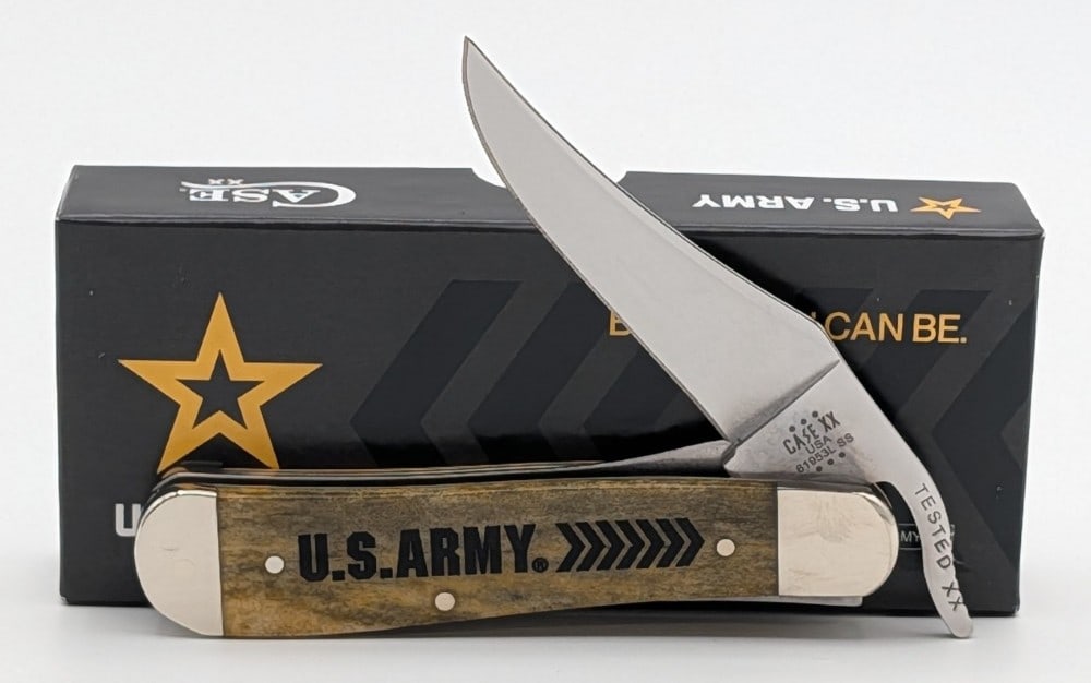 2024 Case XX US Army Olive Green Bone Russlock 61953 w/ Box: Knife is in like new condition. Overall measures 4in when closed.