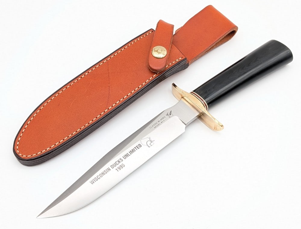 1995 Blackjack Knives Ducks Unlimited Model 1-7 Classic Hunter Randall Style Knife w/ Sheath (1 of 9)