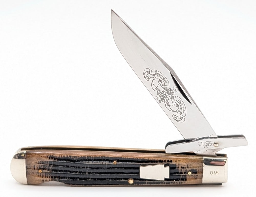 Ltd 1993 Schatt & Morgan California Blades Barnboard Jig Bone Swing Guard Knife 061 81L (1 of 4)