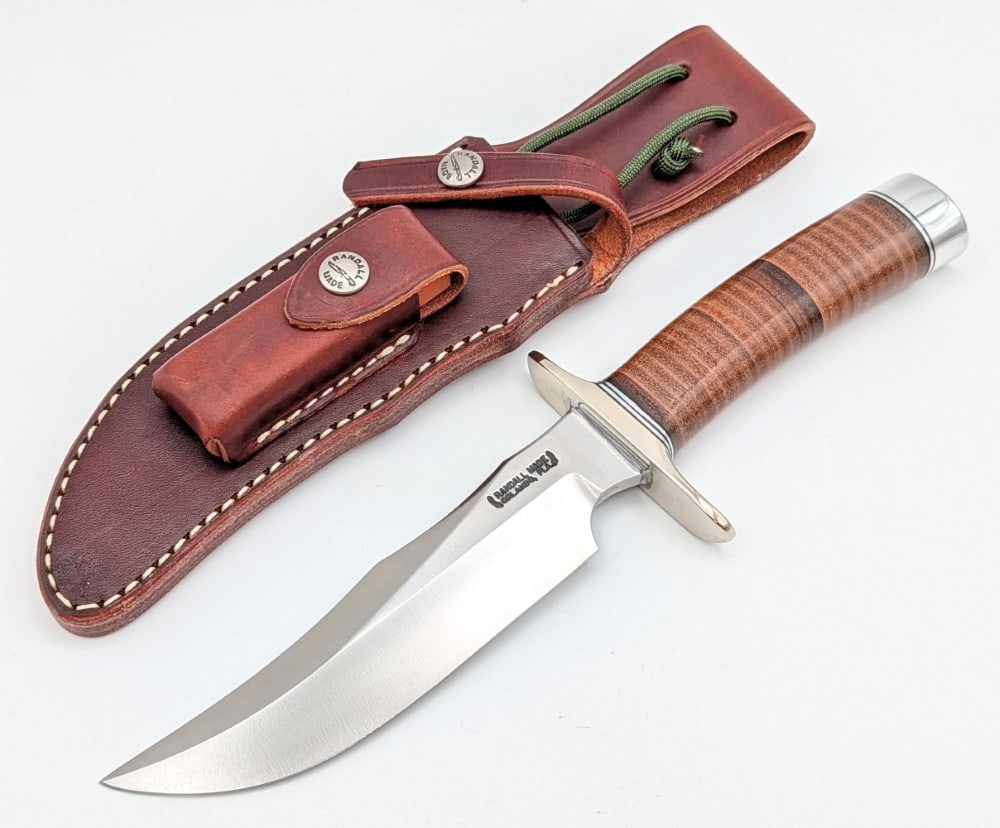 Randall Model 4F Stacked Leather Fighter w/ Sheath (1 of 10)