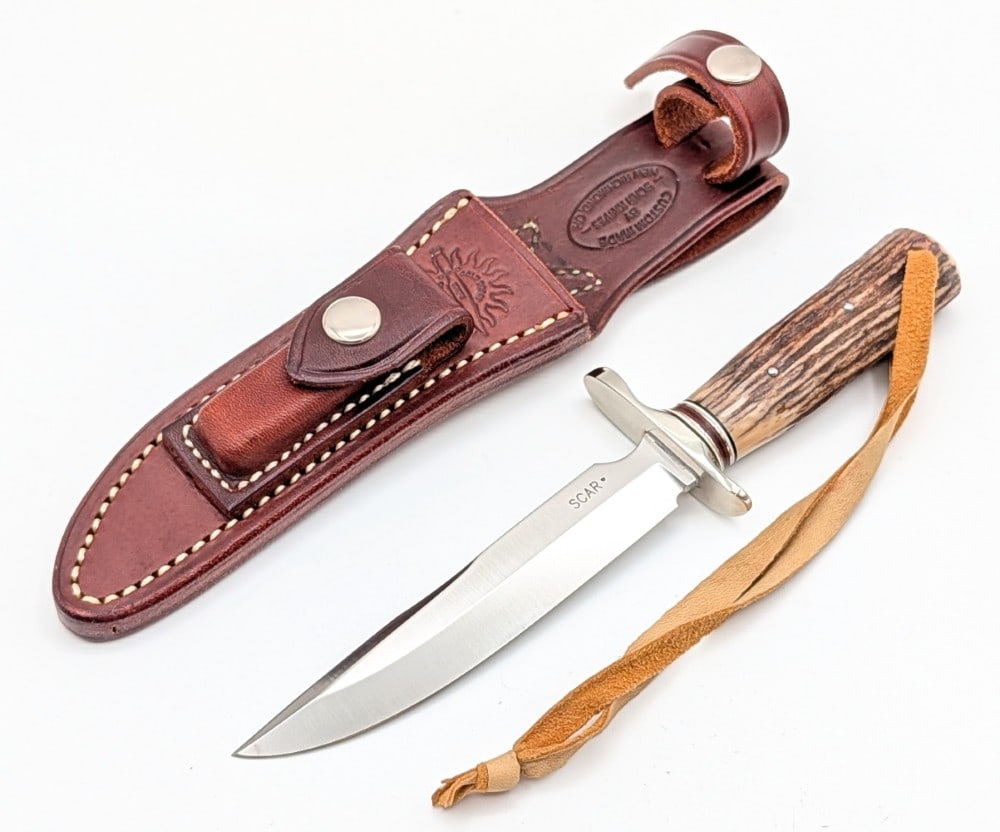 2008 SCAR Knives GCKC Pinned Stag Mini Fighter w/ Gutcher Sheath (1 of 10)