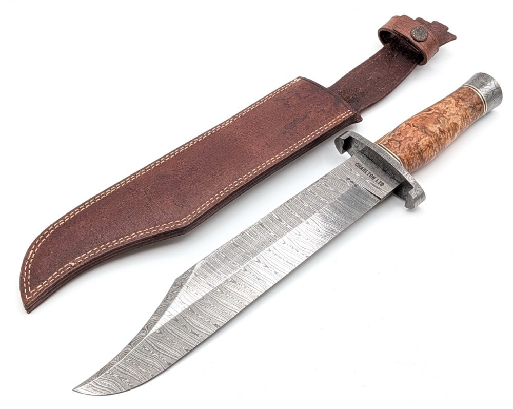Charlton LTD Damascus Burl Wood Confederate Bowie Knife w/ Sheath (1 of 9)